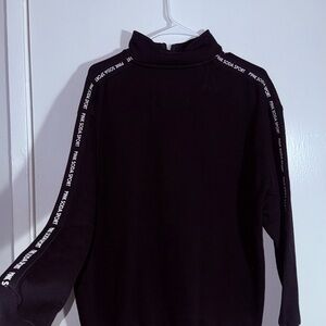 Black Mock Neck Sweatshirt with Logo Tape